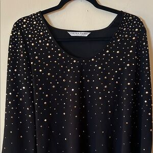 Trina Turk Black Top Women’s Size Small to Medium with Gold and Silver Accents